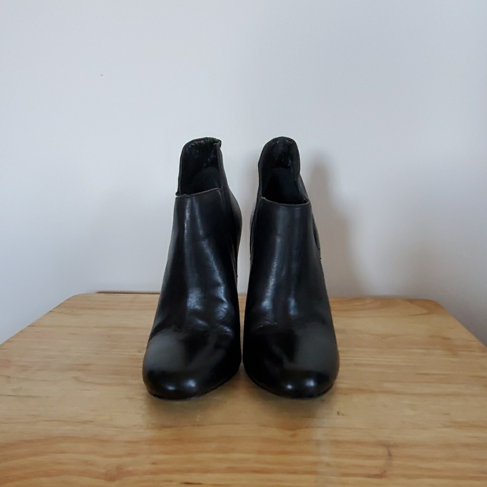 BCBGeneration Black Leather Booties 4 inch heels